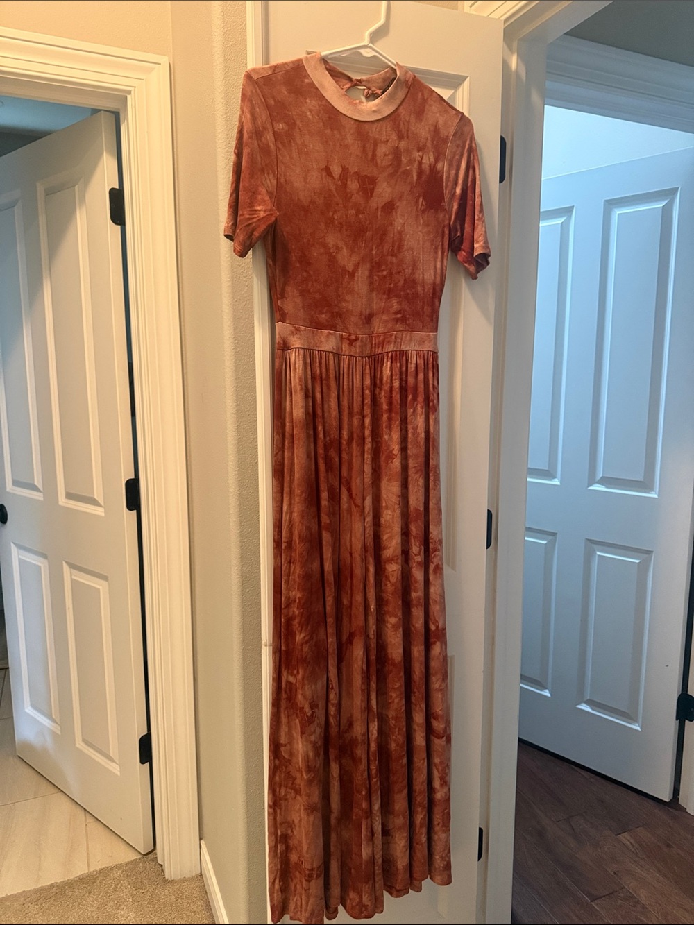 Rust Tie-Dye Cotton Pants Romper- Women